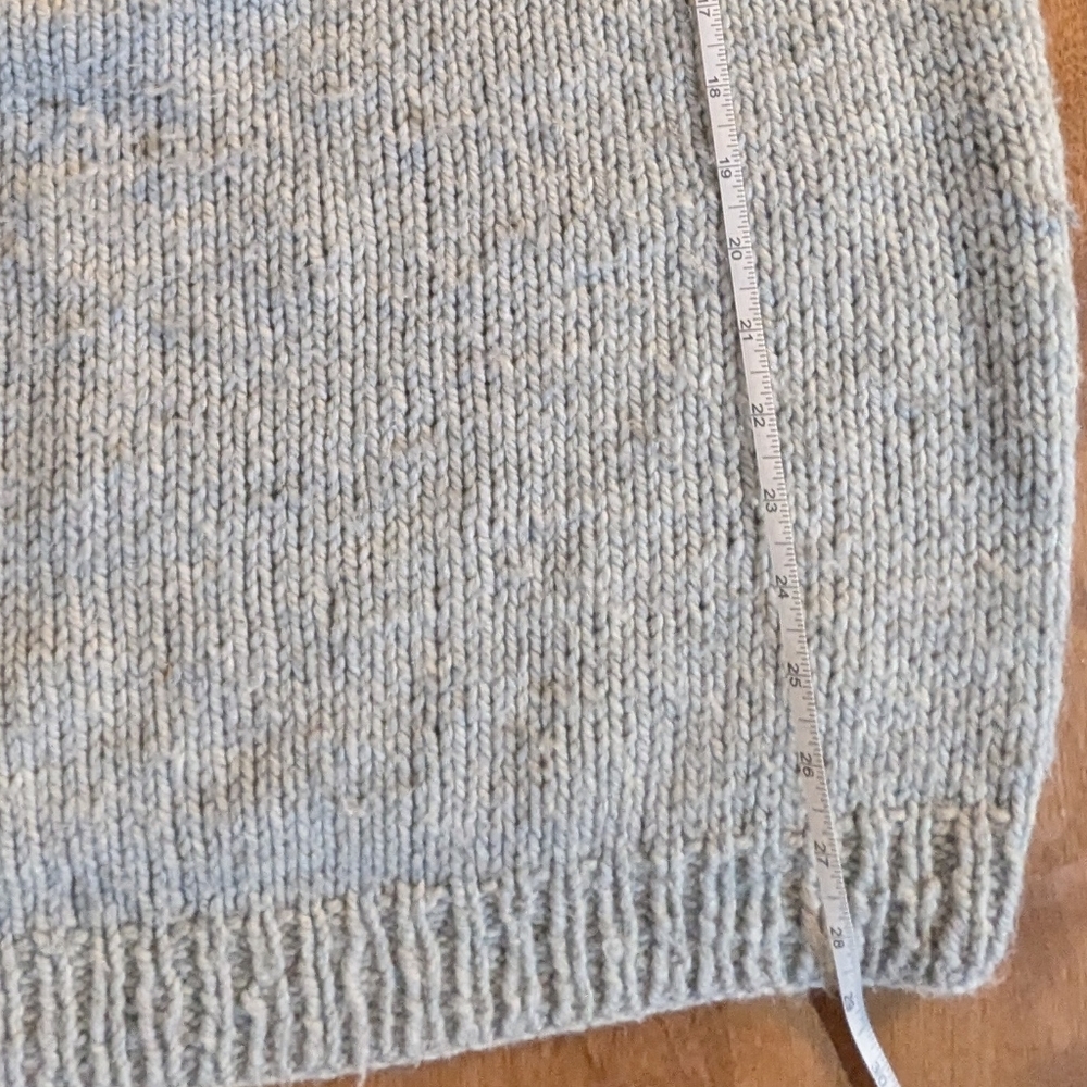 Handmade Nordic Crewneck Sweater - Light Gray with Blue & Black Pattern - Picture 6 of 11